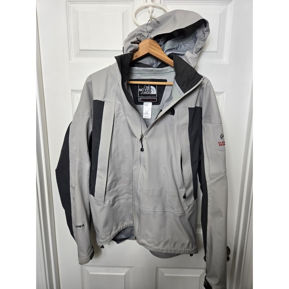North Face Apex Summit Series Hooded Jacket Gray Black Soft Shell Full Zip Med